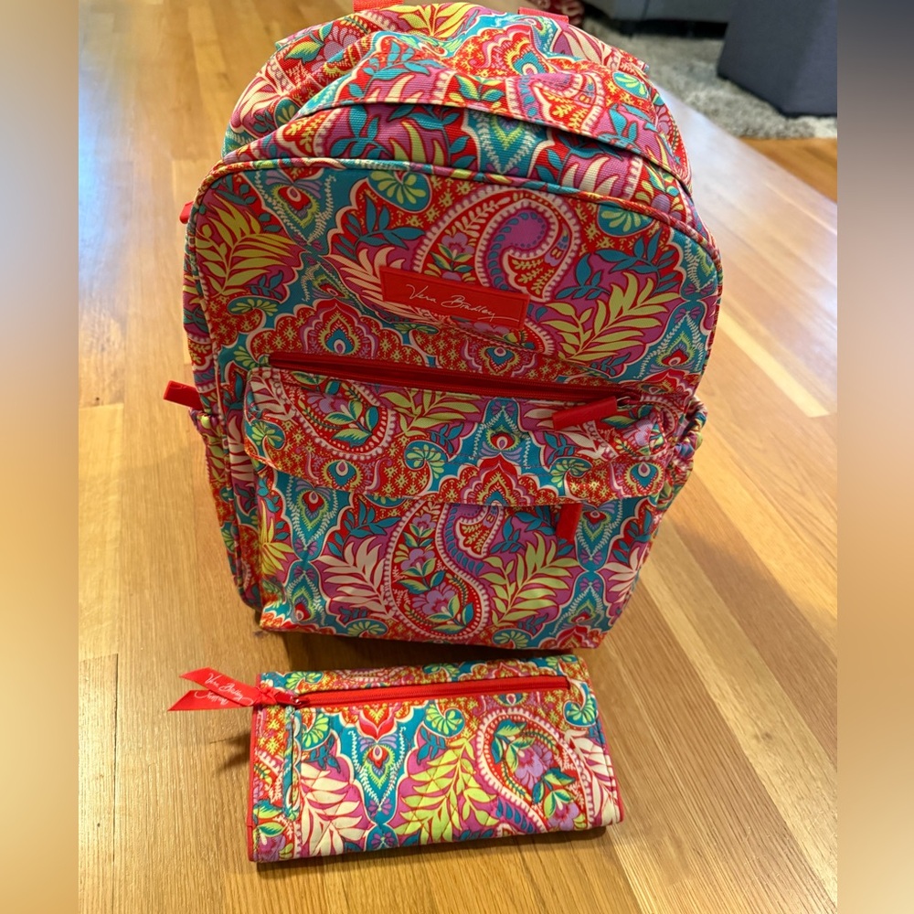 Vera Bradley Multicolor Paisley Backpack and Wallet